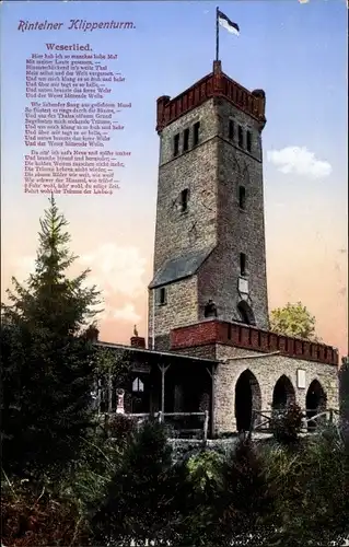 Lied Ak Rinteln an der Weser Kreis Schaumburg, Rintelner Klippenturm, Weserlied