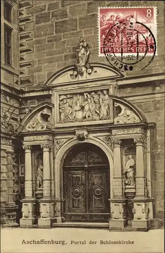 Ak Aschaffenburg in Unterfranken, Schlosskirche, Portal