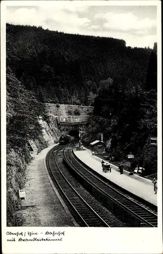 Ak Oberhof im Thüringer Wald, Bahnhof, Brandleitentunnel, Eisenbahn
