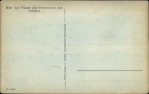 Ak Titisee Neustadt im Breisgau Hochschwarzwald, Hinterzarten, Blick vom Hochfirst