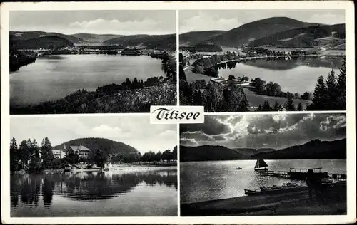 Ak Titisee Neustadt im Breisgau Hochschwarzwald, Segelboot, Panorama