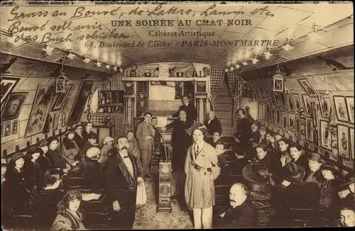 Ak Paris XVIII., Ein Abend im Black Cat, Künstlerisches Kabarett, Boulevard de Clichy