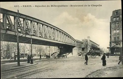 Ak Paris XVIII., Metropolitain-Aquädukt, Boulevard de la Chapelle