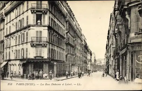 Ak Paris XVIII. Montmartre, Rues Duhesme und Letort