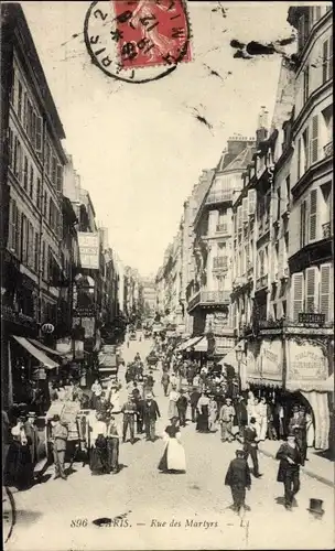 Ak Paris XVIII. Montmartre, Rue des Martyrs