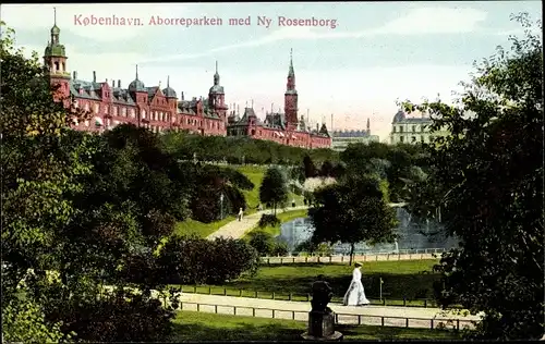 Ak Kjøbenhavn København Kopenhagen Dänemark, Aborreparken med Ny Rosenborg