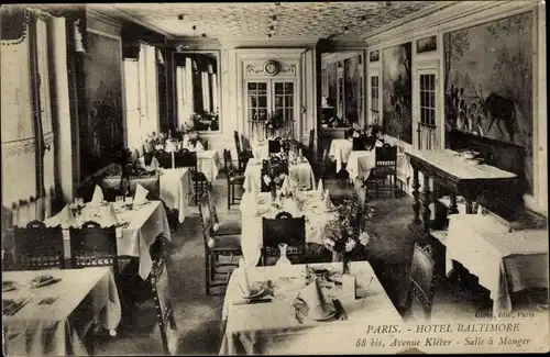 Ak Paris XVI Passy, Avenue Kleber, Hotel Baltimore, Speisesaal