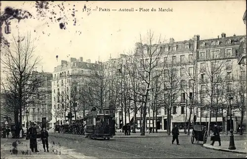 Ak Paris XVI Passy Auteuil, Place du Marché