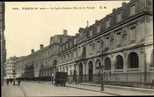 Ak Paris XVI Passy, Lycée Janson, Rue de la Pompe