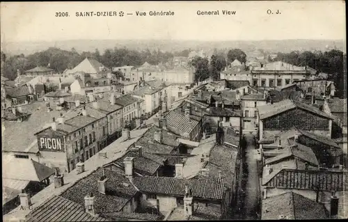 Ak Saint Dizier Haute Marne, Blick über die Dächer, General View, Picon