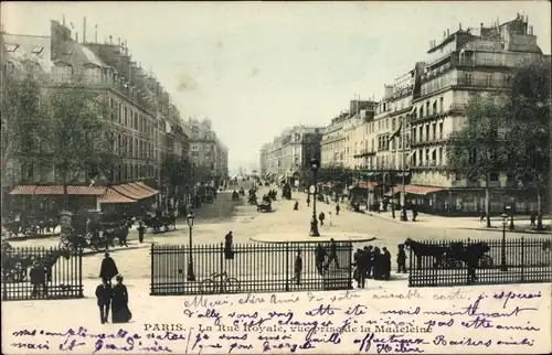 Ak Paris VIII, La Rue Royale, vue prise de la Madeleine