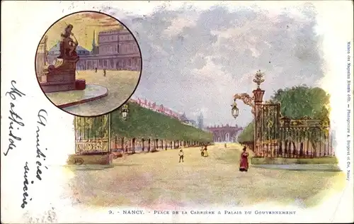 Künstler Ak Nancy Meurthe et Moselle, Place de la Carrière, Palais du Gouvernement