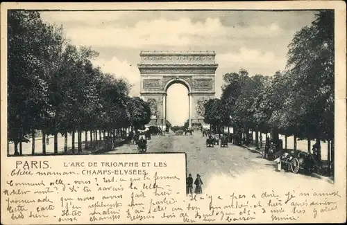 Ak Paris VIII, Triumphbogen, Arc de Triomphe, Champs Elysees