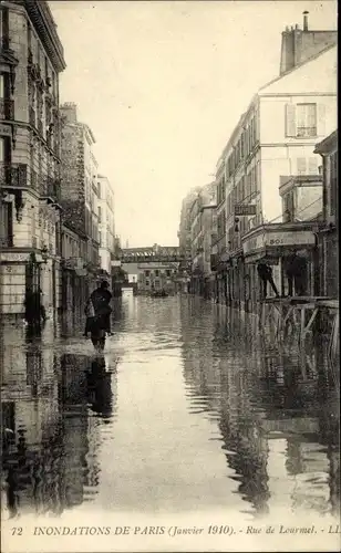 Ak Paris XV Vaugirard, Inondations de Paris, Hochwasser 1910, Rue de Lourmel