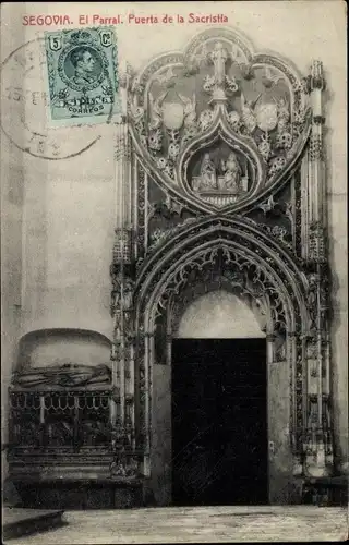 Ak Segovia Kastilien und Leon, El Parral, Puerta de la Sacristia