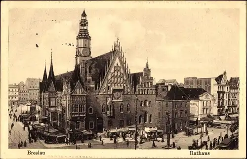 Ak Wroclaw Breslau Niederschlesien, Rathaus