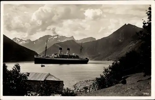 Ak Norwegen, Dampfschiff MS Monte Sarmiento, HSDG, Hardangerfjord