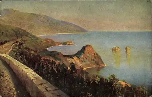 Künstler Ak Gurzuf Gursuf Hursuf Krim Ukraine, Küste