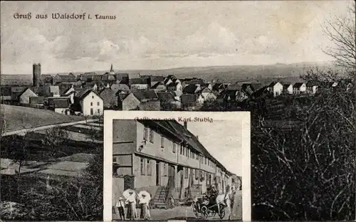 Ak Walsdorf Idstein im Taunus, Panorama, Gasthaus von Karl Stubig