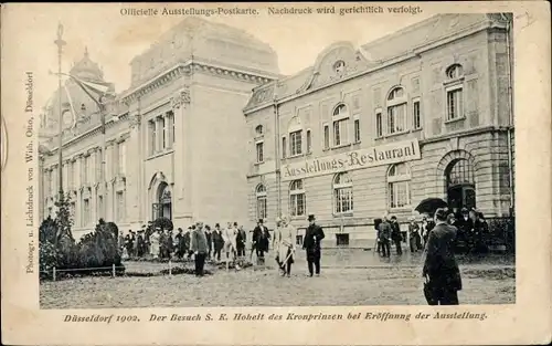 Ak Düsseldorf am Rhein, Der Besuch des Kronprinzen bei Eröffnung der Ausstellung, Restaurant