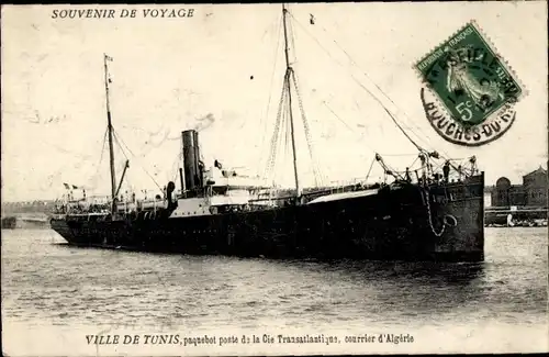 Ak Dampfer Ville de Tunis, CGT, French Line