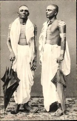 Ak Colombo Sri Lanka Ceylon, Männer in Volkstracht