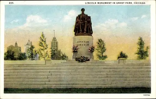 Ak Chicago Illinois USA, Lincoln Monument, Grant Park