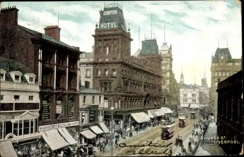 Ak Liverpool Merseyside England, Church Street, Hotel