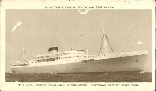 Ak Passagierschiff Capetown Castle, Union Castle Line