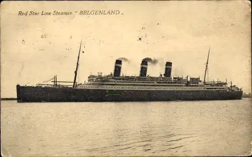 Ak Passagierdampfer Belgenland, Red Star Line