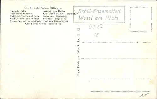 Künstler Ak Verkündigung des Todesurteils an die 11 Schill'schen Offiziere in Wesel 1809