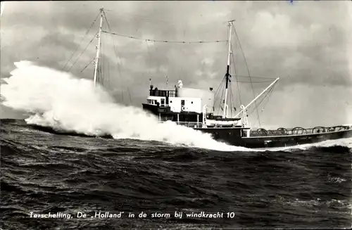 Ak Terschelling Friesland Niederlande, Schlepper Holland im Sturm