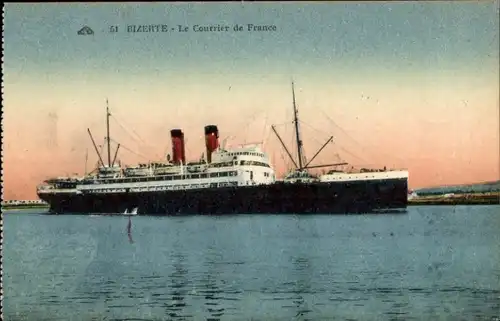 Ak Bizerte Tunesien, Französisches Fährschiff, Kurierschiff