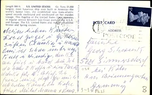 Ak Passagierdampfer SS United States, United States Lines, USL