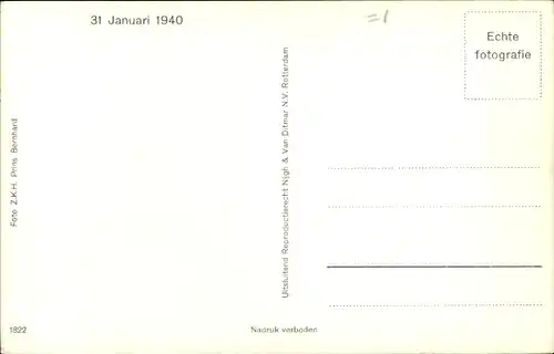 Ak Prinzessin Beatrix der Niederlande, Spielzeuggeschirr, 31. Januar 1940