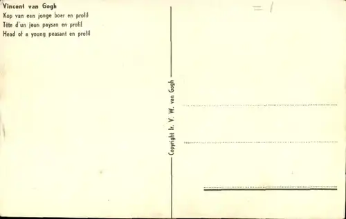 Künstler Ak Gogh, V. v., Kopf eines jungen Bauern im Profil