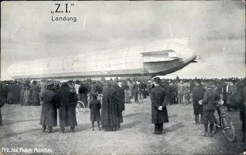 Ak Luftschiff, Zeppelin Z.I., Landung