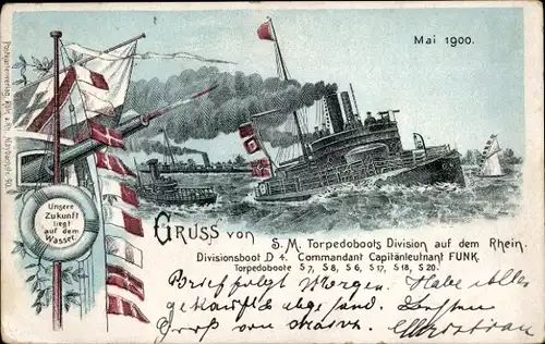 Litho Torpedoboots-Division auf dem Rhein, Kommandant Kapitänleutnant Funk