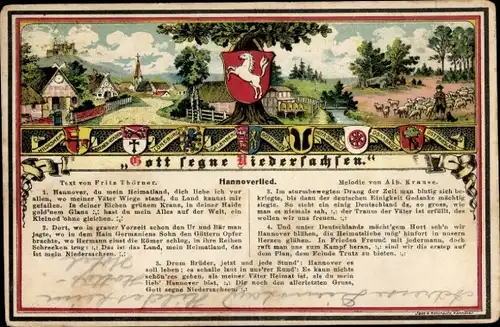 Lied Ak Hannoverlied, Hannover, du mein Heimatland, Haidschnucken, Wappen