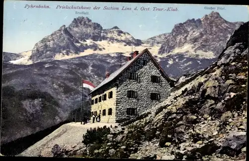Ak Linz in Oberösterreich, Pyhrnbahn, Prielschutzhaus, Großer Priel, Brodfall
