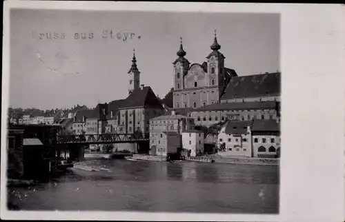 Ak Steyr in Oberösterreich, Stadtbild, Brücke, Kirche