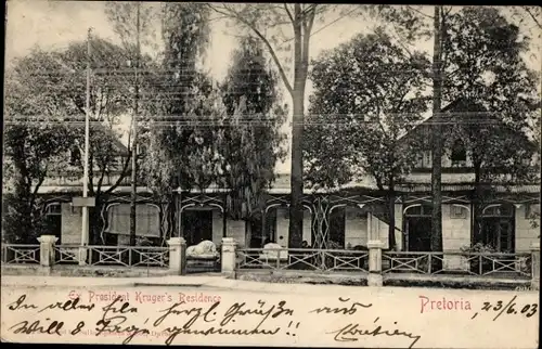 Ak Pretoria Südafrika, Ev. President Krugers Residenz