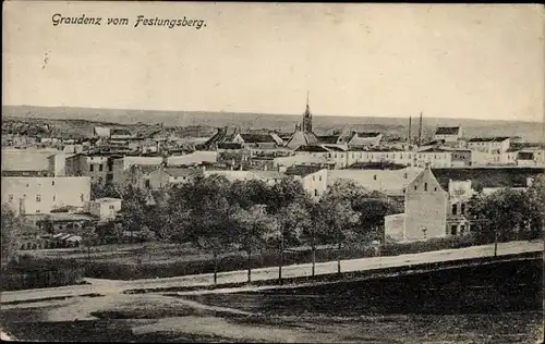 Ak Grudziądz Graudenz Westpreußen, Festungsberg, Totale