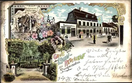 Litho Bad Langensalza in Thüringen, Logen Restaurant, Logengarten