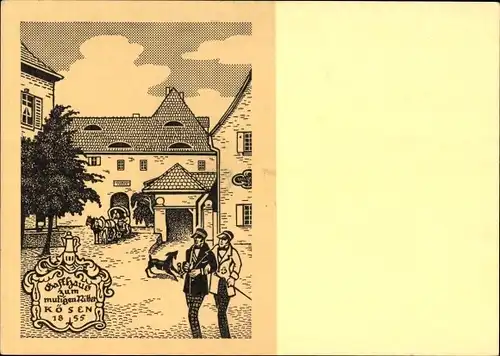 Studentika Ak Bad Kösen, Gasthaus zum Mutigen Ritter 1855, Corpsstudentische Erinnerungsstätte