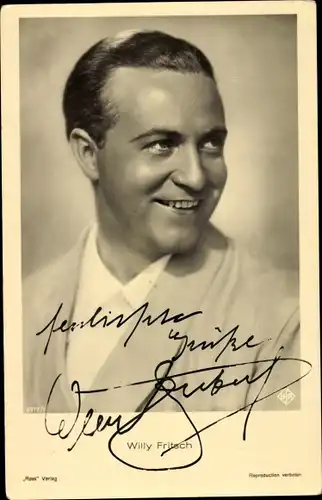 Ak Schauspieler Willy Fritsch, Portrait, Ross Verlag 6717 1, Autogramm
