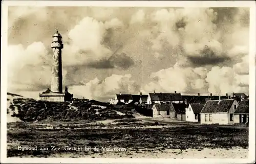 Ak Egmond aan Zee Nordholland Niederlande, Ortsansicht, Leuchtturm