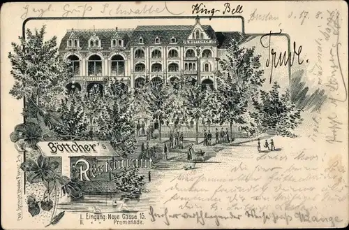 Litho Wrocław Breslau Schlesien, Bötchers Restaurant, Neue Gasse 15