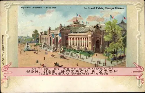 Litho Paris VIII, Grand Palais, Champs Élysees, Thee en Koffiehandel Joh. Jos. Sterck & Zoon