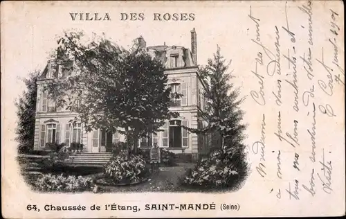 Ak Saint Mandé Val de Marne, Villa des Roses, Chaussée de l´Étang